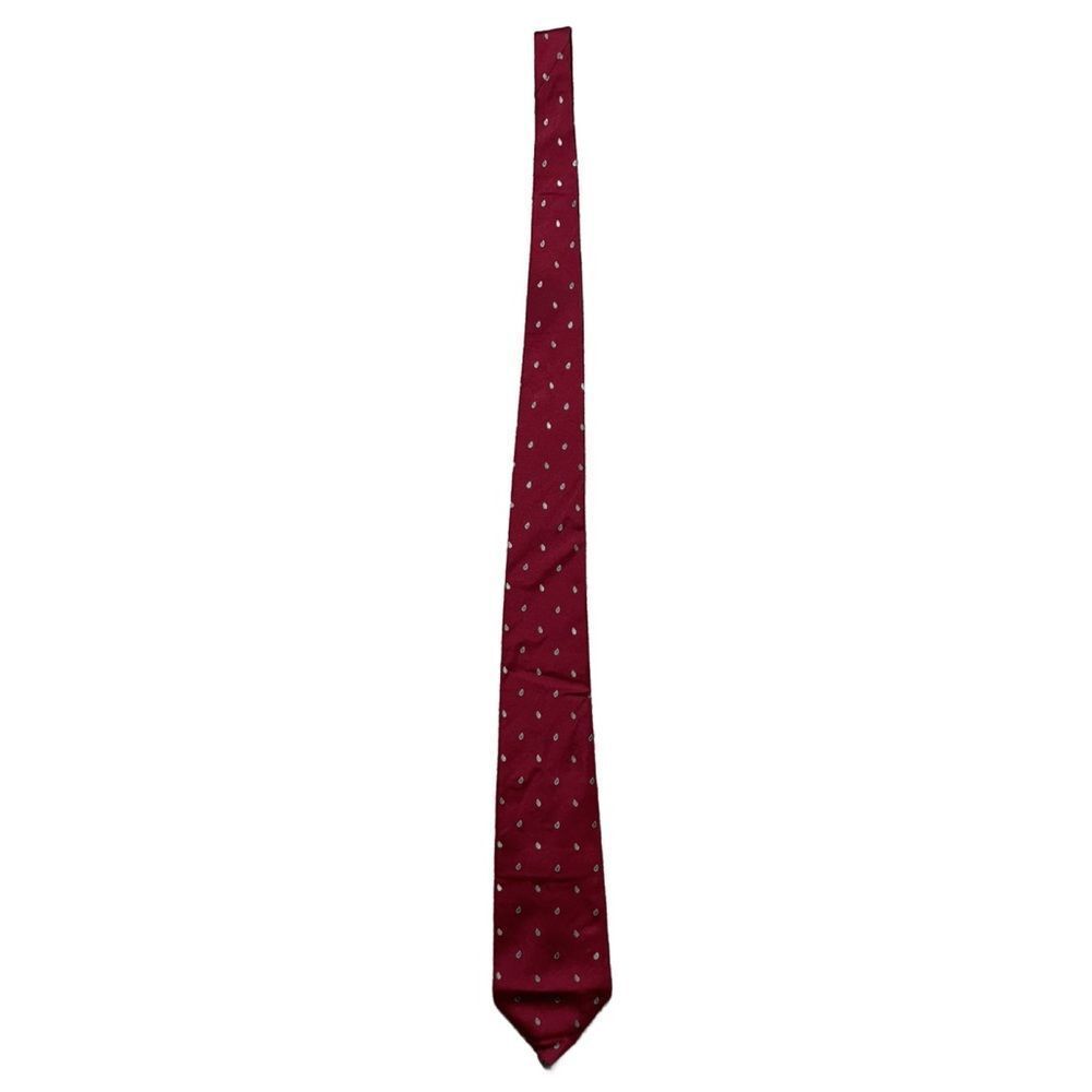 Christian Dior Vintage 100% Silk Burgundy Tie With Paisley Teardrop Designs
